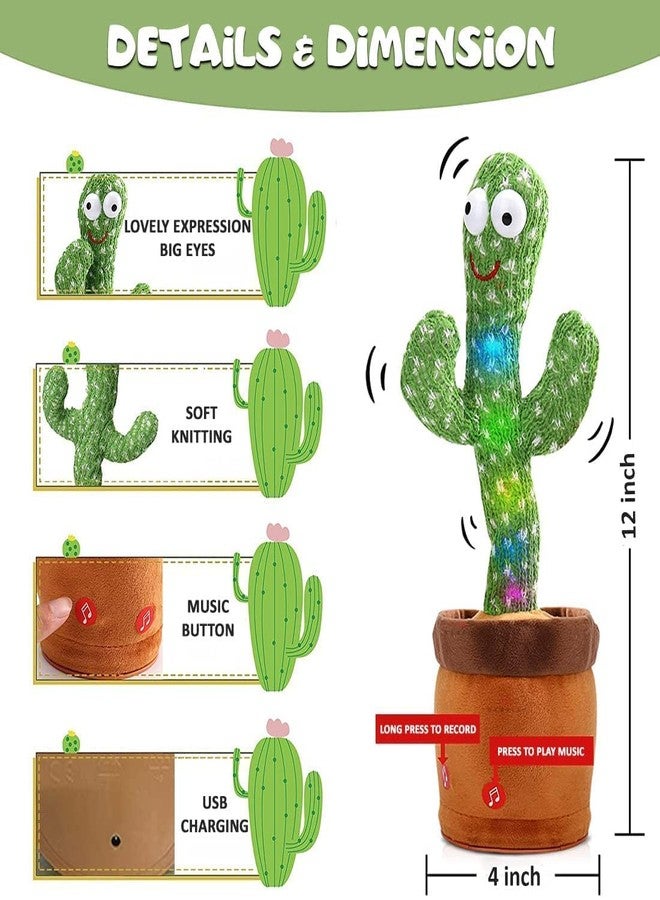 MBKOH Dancing Cactus Pro (1 Year Warranty) Rechargeable| Baby Toddlers, Kids and Children, USB Charging Talking Cactus Toy with 120 Songs, LED Lights, Voice Recording, Age 1-10 Years (Green) - Image 2